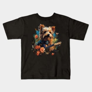 Australian Terrier Playing Guitar Kids T-Shirt